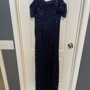 Nightway size 10 sequin navy evening gown
